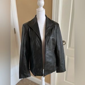 Nine West Black Leather Jacket- Size M.